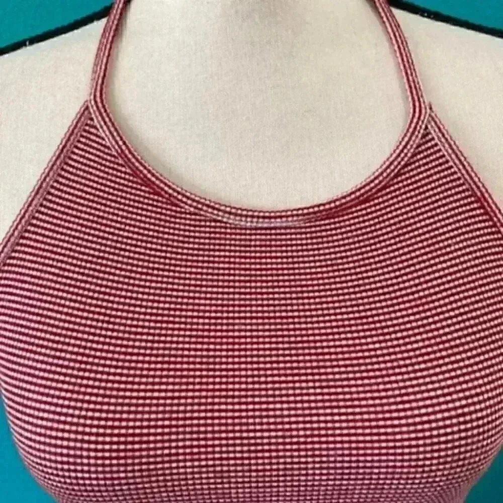 Brandy Melville red and white striped halter tank top in one size fits all - Picture 2 of 5